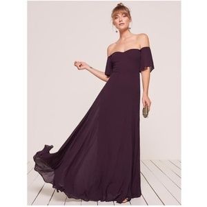 Reformation Florentina Flutter Sleeve Maxi Dress Blackberry Dark Purple Size 4
